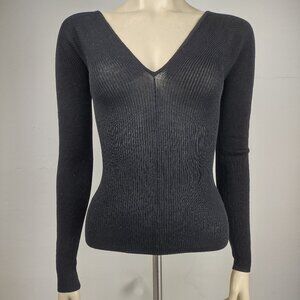 NWT Banana Republic black 100% Merino Wool lightweight ribbed sweater ladies XS